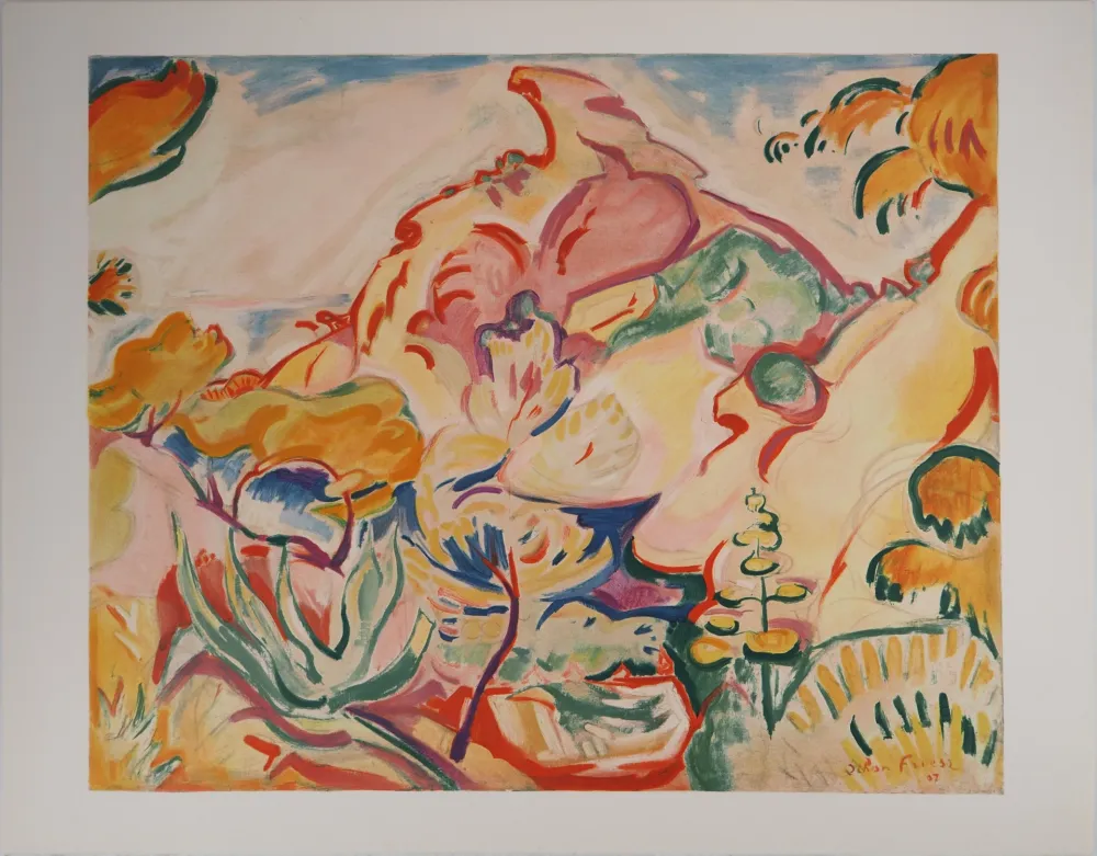 Литография Friesz - Paysage à la Ciotat (le Bec de l'Aigle)