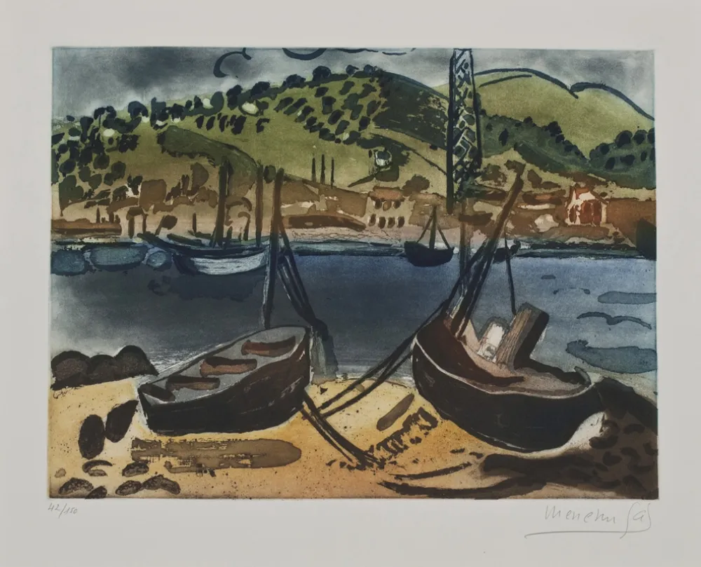 Офорт Gal - Barcas en la ría