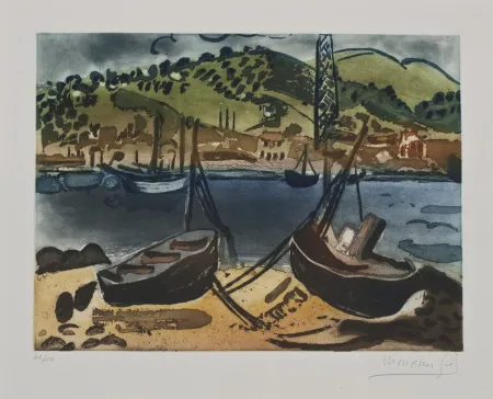 Офорт Gal - Barcas en la ría