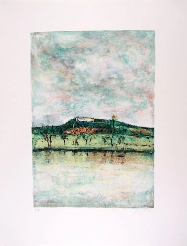 Литография Gantner - Château sur Saône 