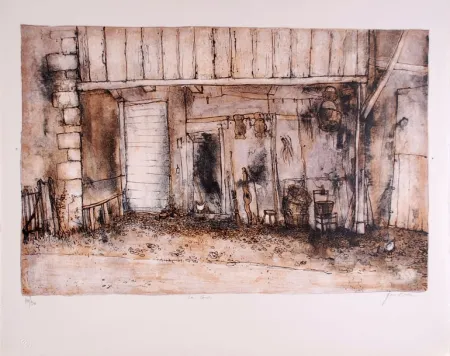 Литография Gantner - La Cour - Court