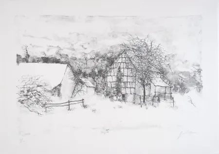 Литография Gantner - La ferme endormie