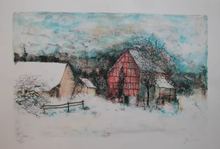 Литография Gantner - LA MAISON ENDORMIE