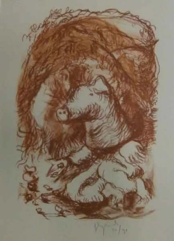 Литография Garouste - Marché de la truffe