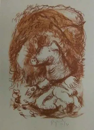 Литография Garouste - Marché de la truffe