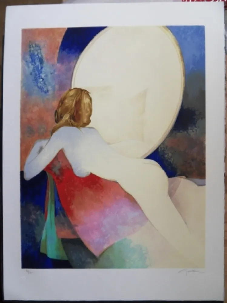 Литография Gaveau - Nu au miroir