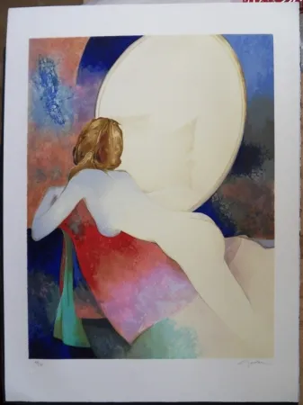 Литография Gaveau - Nu au miroir