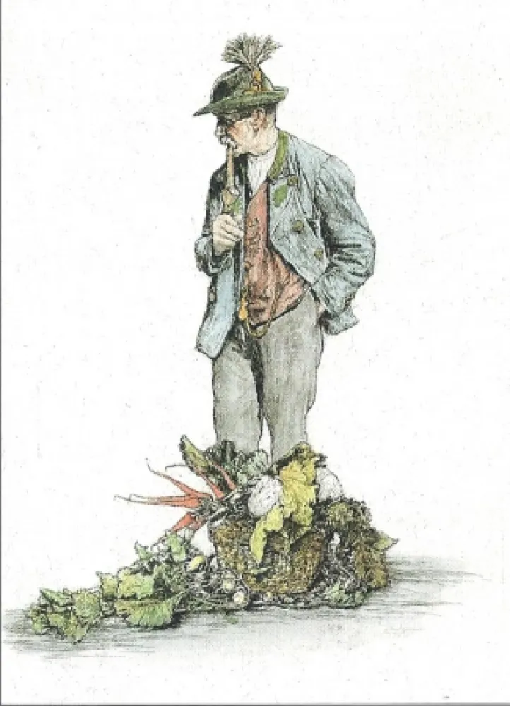 Гравюра Geissler - Der Gemüsemann / The Vegetable Seller