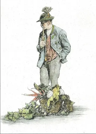 Гравюра Geissler - Der Gemüsemann / The Vegetable Seller