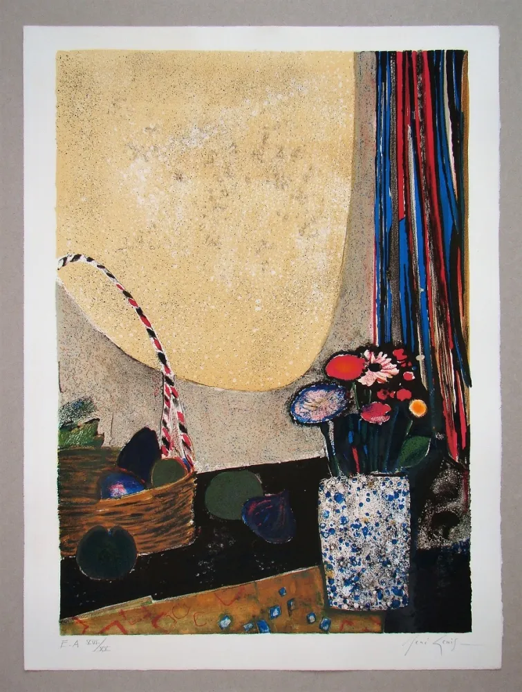 Литография Genis - Nature morte au bouquet
