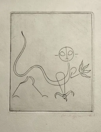 Гравюра Сухой Иглой Giacometti - Le Chat, from  André Breton, l'Air de l'eau