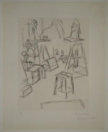 Офорт Giacometti - Sculptures dans l'atelier VI / Les Sculptures (Sculptures). 
