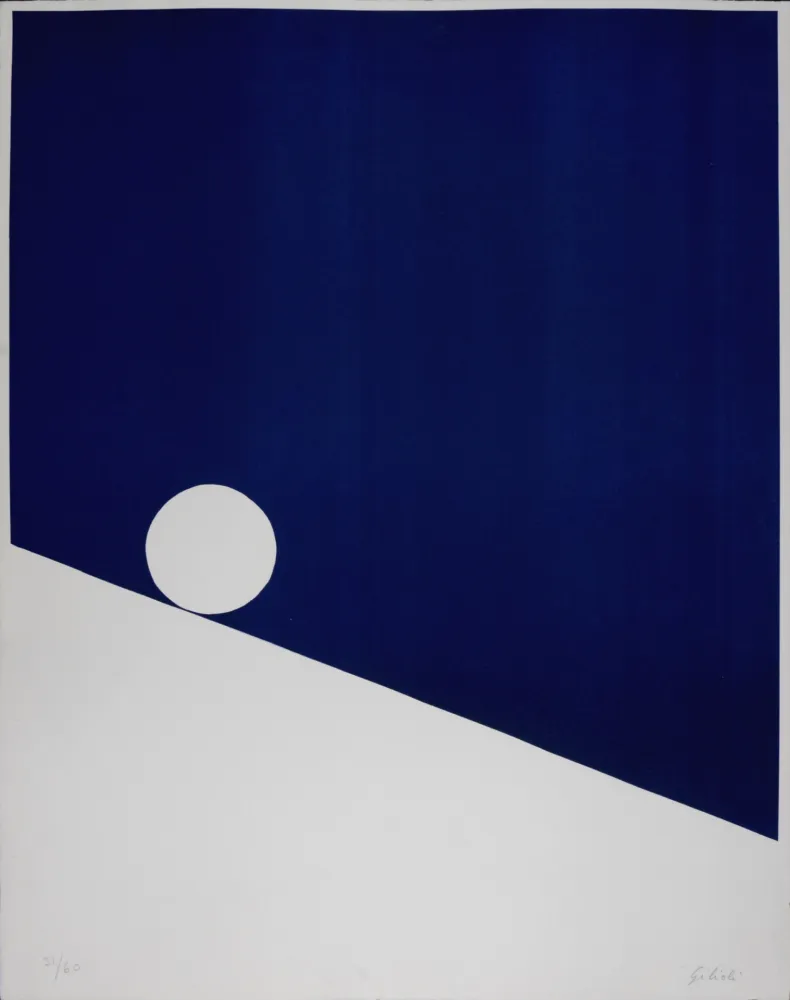Сериграфия Gilioli - Blue Composition, c. 1970s -  Hand-signed!