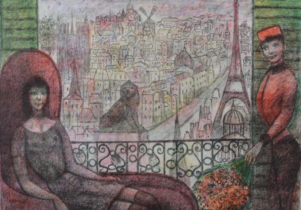 Литография Goerg - Du balcon, 1964
