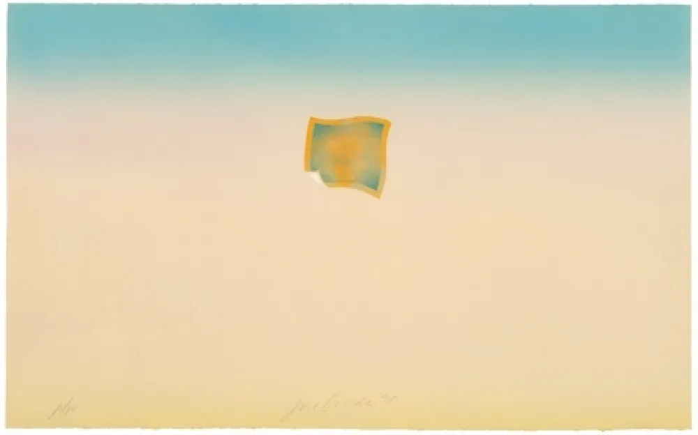 Литография Goode - Untitled (small orange photo on peach and blue background)