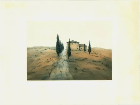 Офорт И Аквитанта Gortner - Toskanische Landschaft / Tuscan Landscape