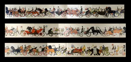 Литография Goursat - Le Retour des courses, 1910 - scarce COMPLET set in six assembled parts