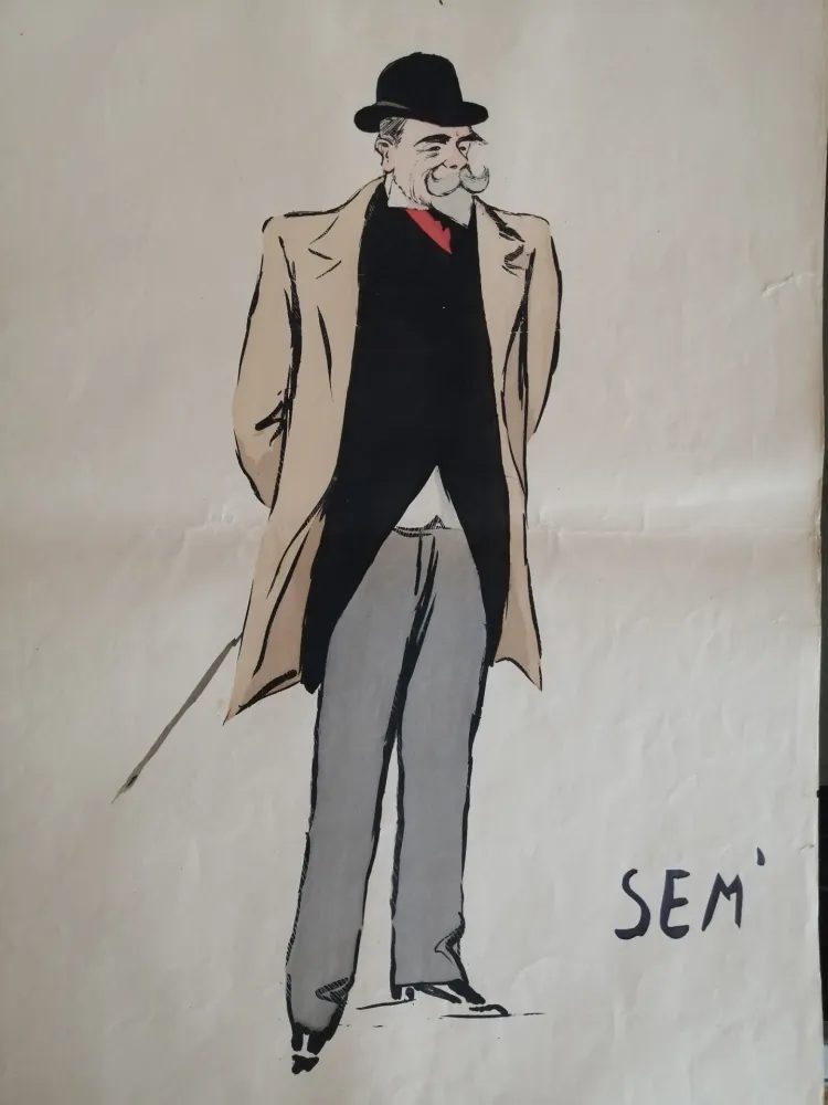 Литография Goursat - SEM - Caricature Album Marseillais