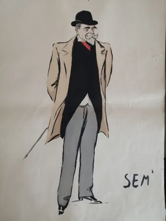 Литография Goursat - SEM - Caricature Album Marseillais