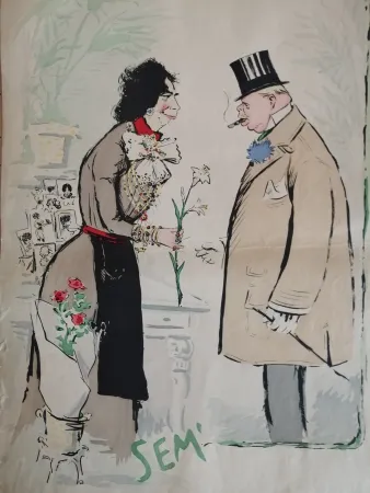 Литография Goursat - SEM - Caricature Album Marseillais