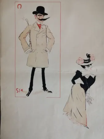 Литография Goursat - SEM - Caricature Album Marseillais