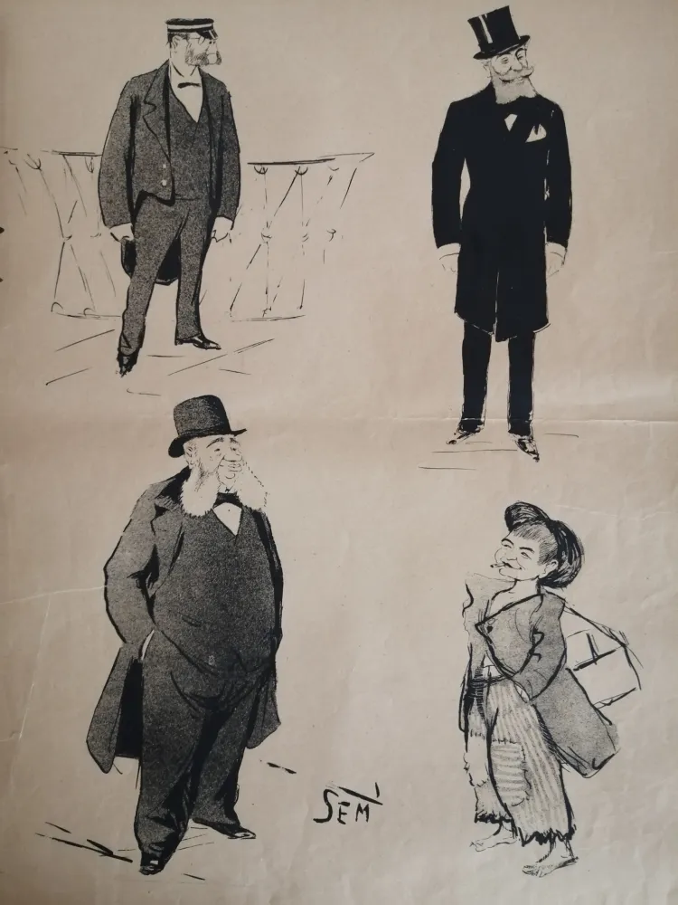 Литография Goursat - SEM - Caricature Album Marseillais