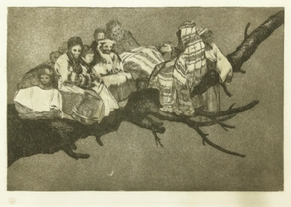 Офорт Goya - Andarse Po Las Ramas; Disparate Ridiculo, (plate 3 from Los Proverbios)