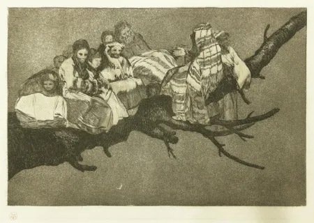 Офорт Goya - Andarse Po Las Ramas; Disparate Ridiculo, (plate 3 from Los Proverbios)