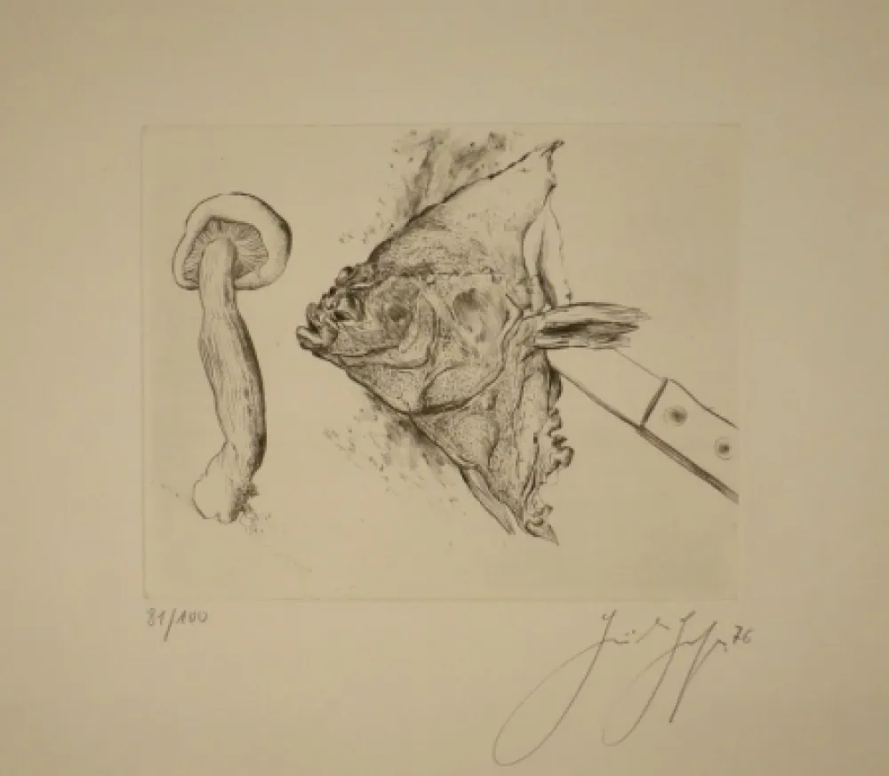 Гравюра Сухой Иглой Grass - Butt und Pilz