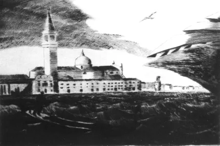 Гравюра Сухой Иглой Grasselli - Minaccia in laguna 2