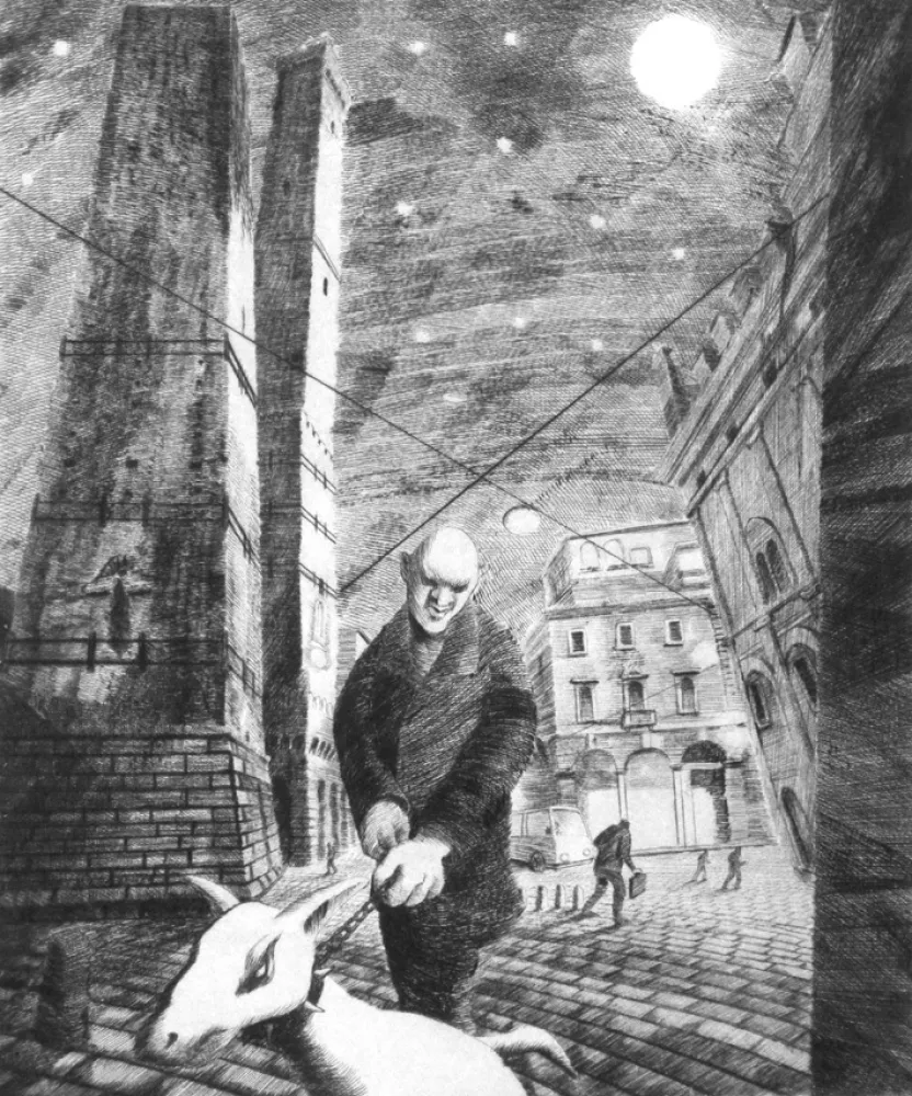 Гравюра Сухой Иглой Grasselli - Visione notturna