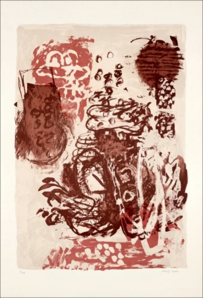 Литография Grau - Rose et marron