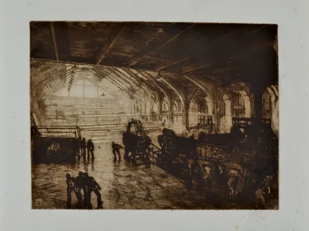 Офорт Greppi - AIRCRAFT CONSTRUCTION SITE, 1915-1918