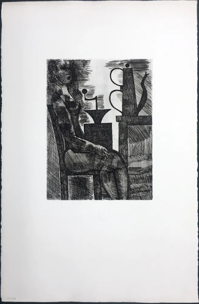 Гравюра Gromaire - Femme à la cafetière (Chacographie du Louvre)