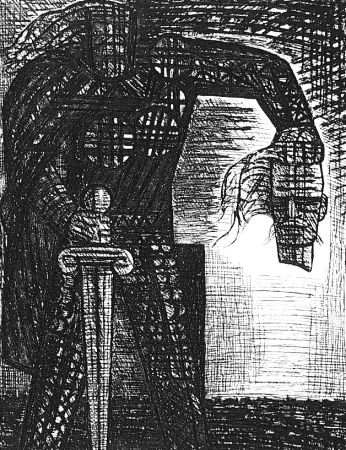 Офорт Gromaire - La mort de Macbeth