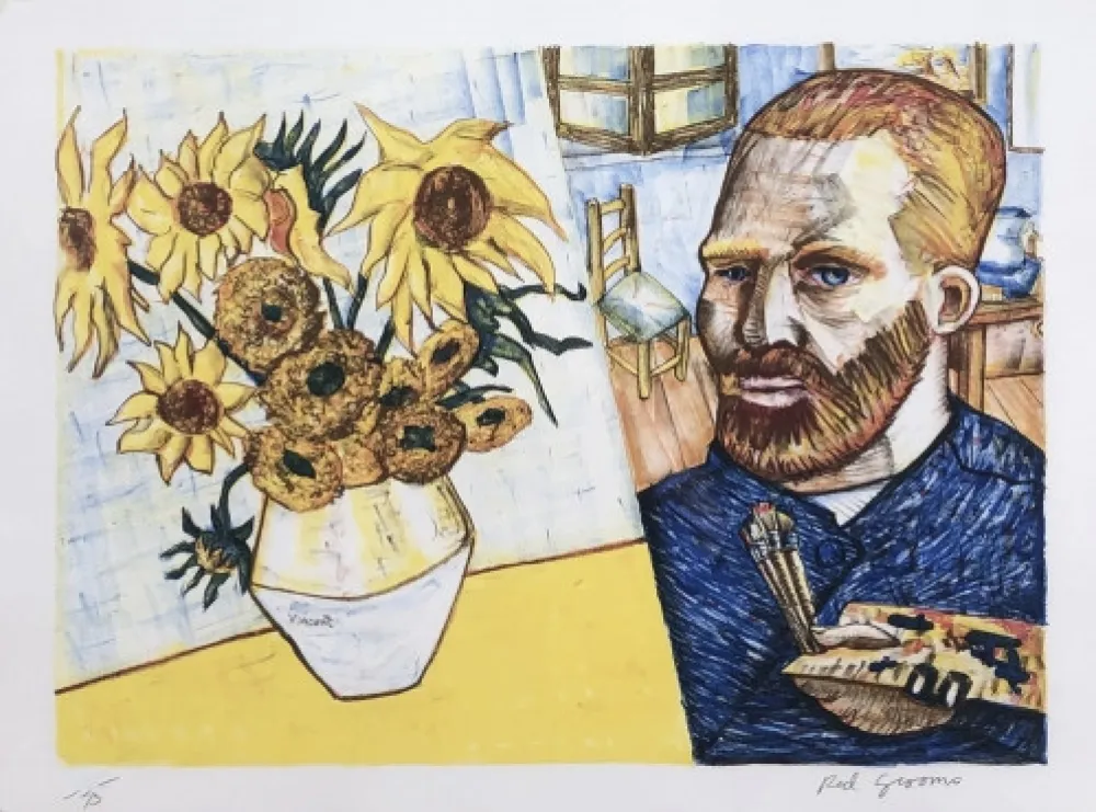 Литография Grooms - Van Gogh with Sunflowers