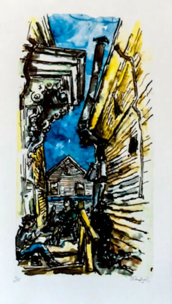 Литография Gross - New England Street Scene