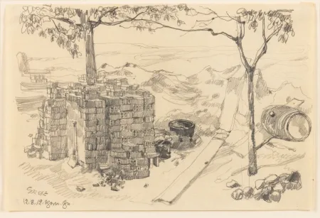 Нет Никаких Технических Grosz - George Grosz (1893–1959) - Baustelle (Thorn) - pencil on paper - 1912