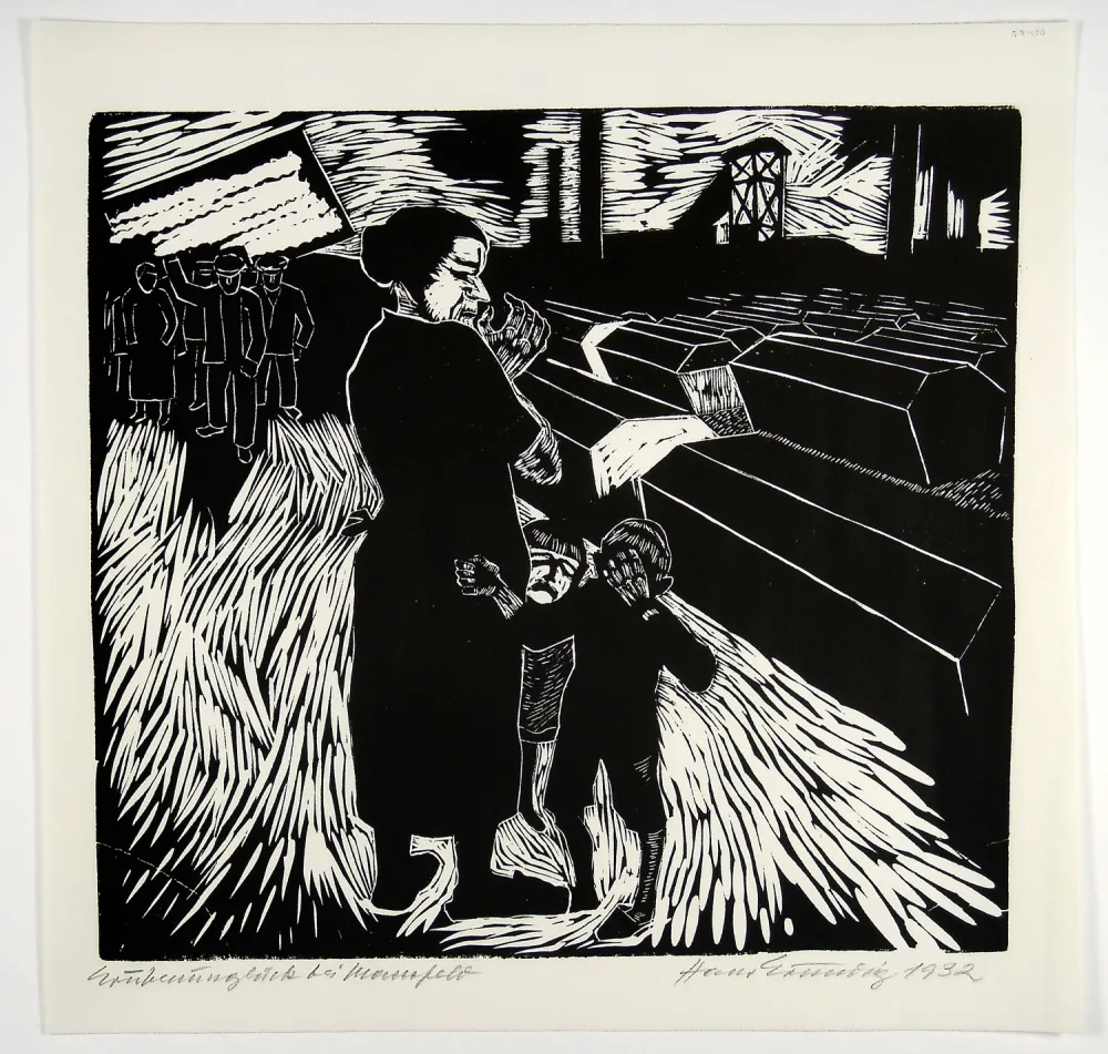 Гравюра На Дереве Grundig - Grubenunglück bei Mansfeld (Mining accident near Mansfeld)