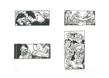 Линогравюра Grützke - Bilder aus Bongs Stall