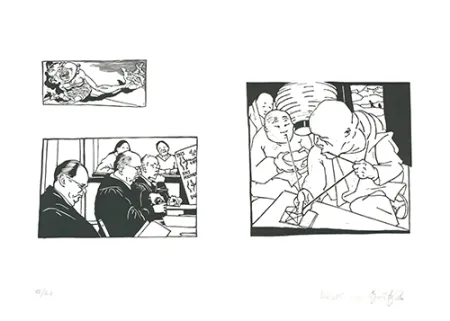 Линогравюра Grützke - Bilder aus Bongs Stall