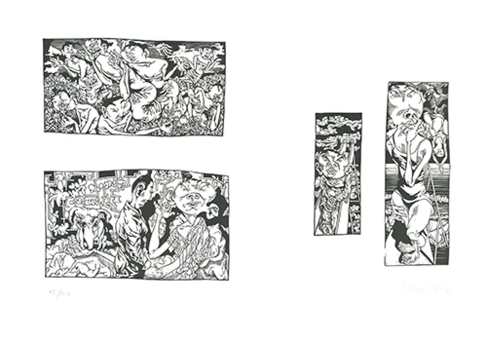 Линогравюра Grützke - Bilder aus Bongs Stall