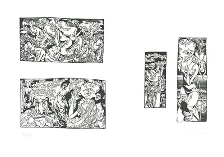 Линогравюра Grützke - Bilder aus Bongs Stall