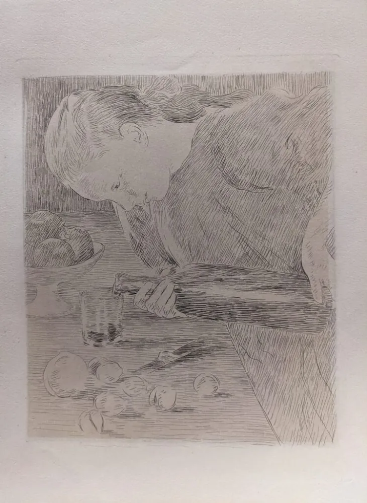 Гравюра Guiguet - L'Enfant à la Bouteille