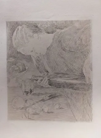 Гравюра Guiguet - L'Enfant à la Bouteille