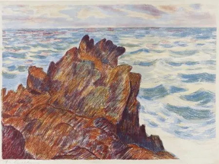 Литография Guillaumin - Armand Guillaumin (1841-1927). Les Rochers rouges. 1896. Lithographie signée.