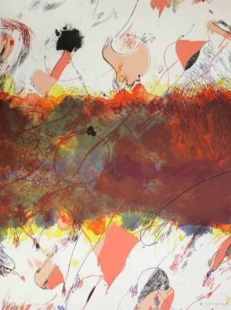 Литография Guinovart - Entre dues roses