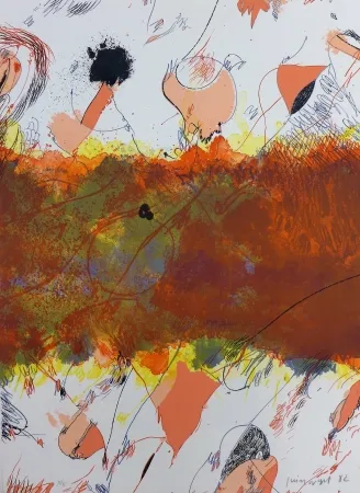 Литография Guinovart - Entre dues roses