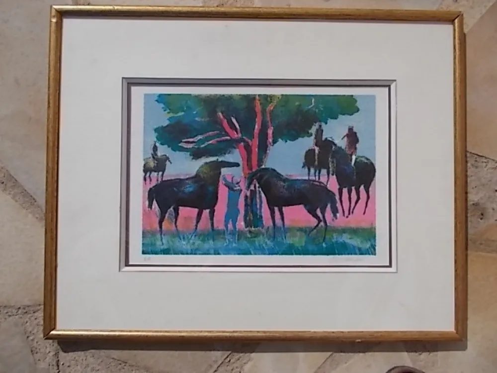 Литография Guiramand - Les cavaliers