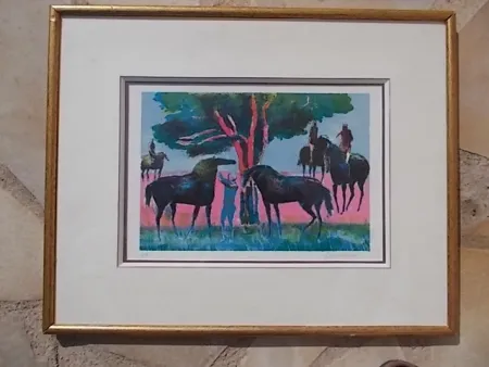 Литография Guiramand - Les cavaliers